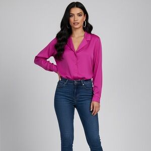 Banana Republic Fuchsia Button-Down Blouse – Women’s Large